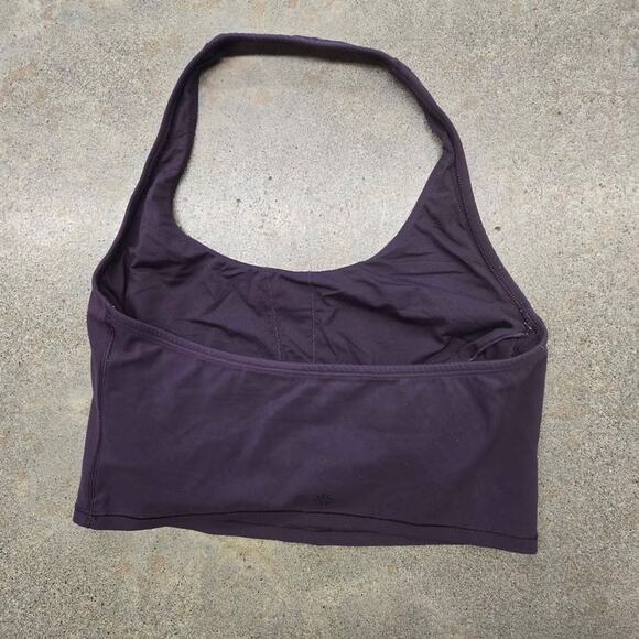 Athleta Deep Purple Halter Neck Sports Bra Crop Top - Size Small - Picture 3 of 4
